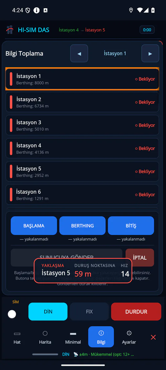 HISIMDAS Bilgi: istasyon yanaşma noktalarının kaydı (Bilgi Toplama)